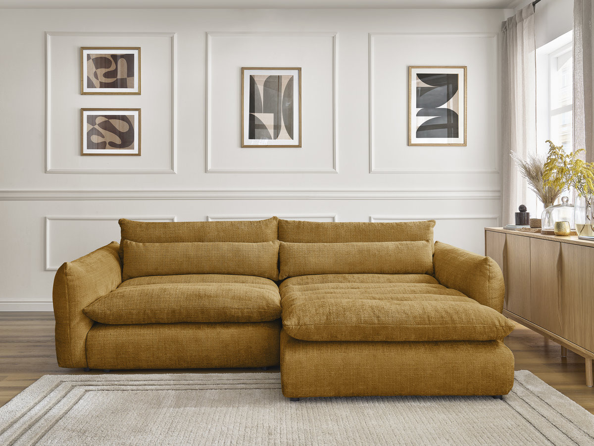 Bobochic Neil Ecksofa Strukturstoff Gelb Ecke rechts
