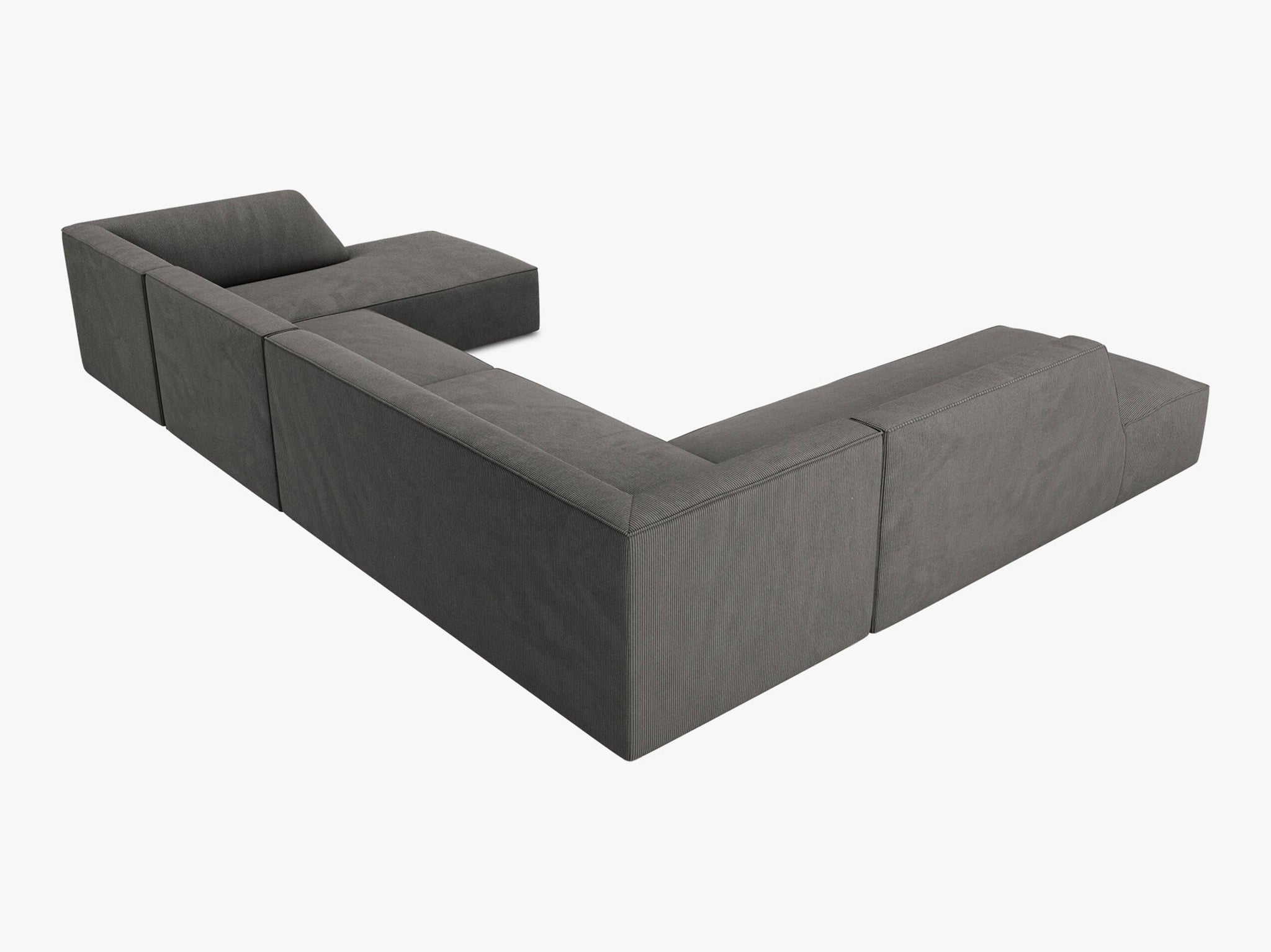 Micadoni Panorama-Ecksofa Ruby 7-Sitzer Links Kord Scala Dunkelgrau
