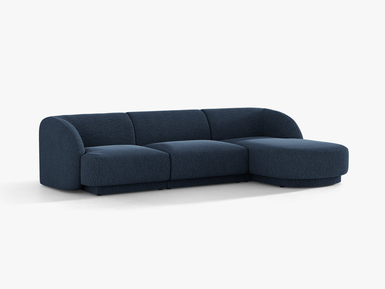 Micadoni Ecksofa Miley 4-Sitzer Rechts Boucle Baloo Dunkelblau