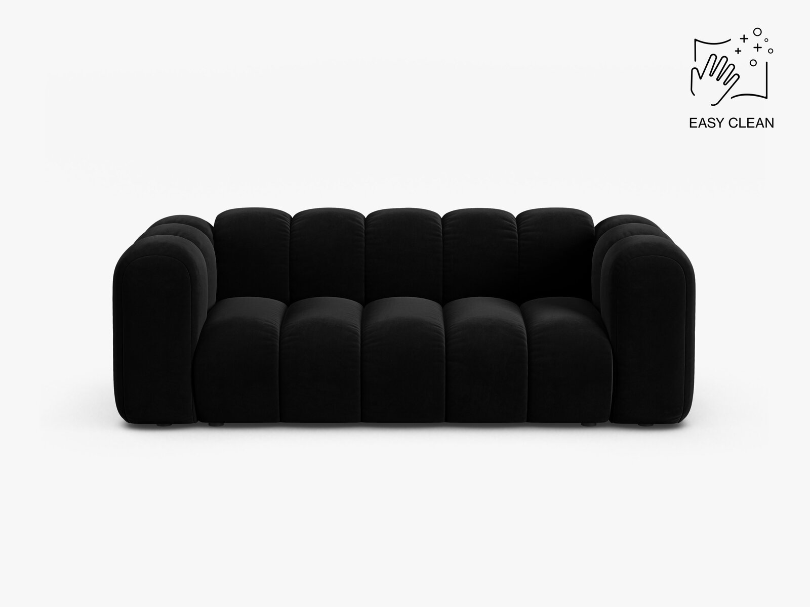 Micadoni Sofa Lupine 2-Sitzer Samt Venus Schwarz