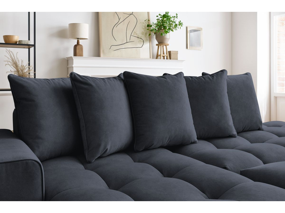 Bobochic Mont-blanc Ecksofa mit Pouf Samt Dunkelblau Ecke links