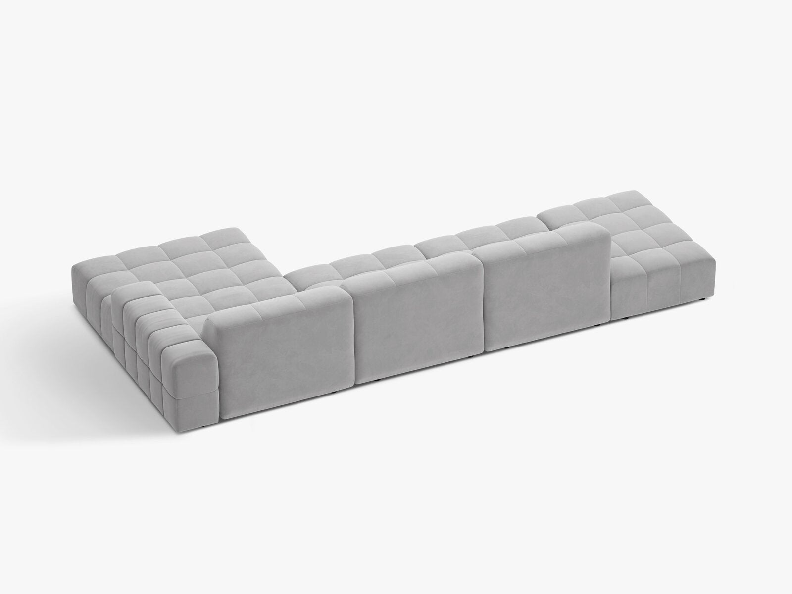 Micadoni Ecksofa Jennifer 5-Sitzer Rechts Samt Bluvel Silber
