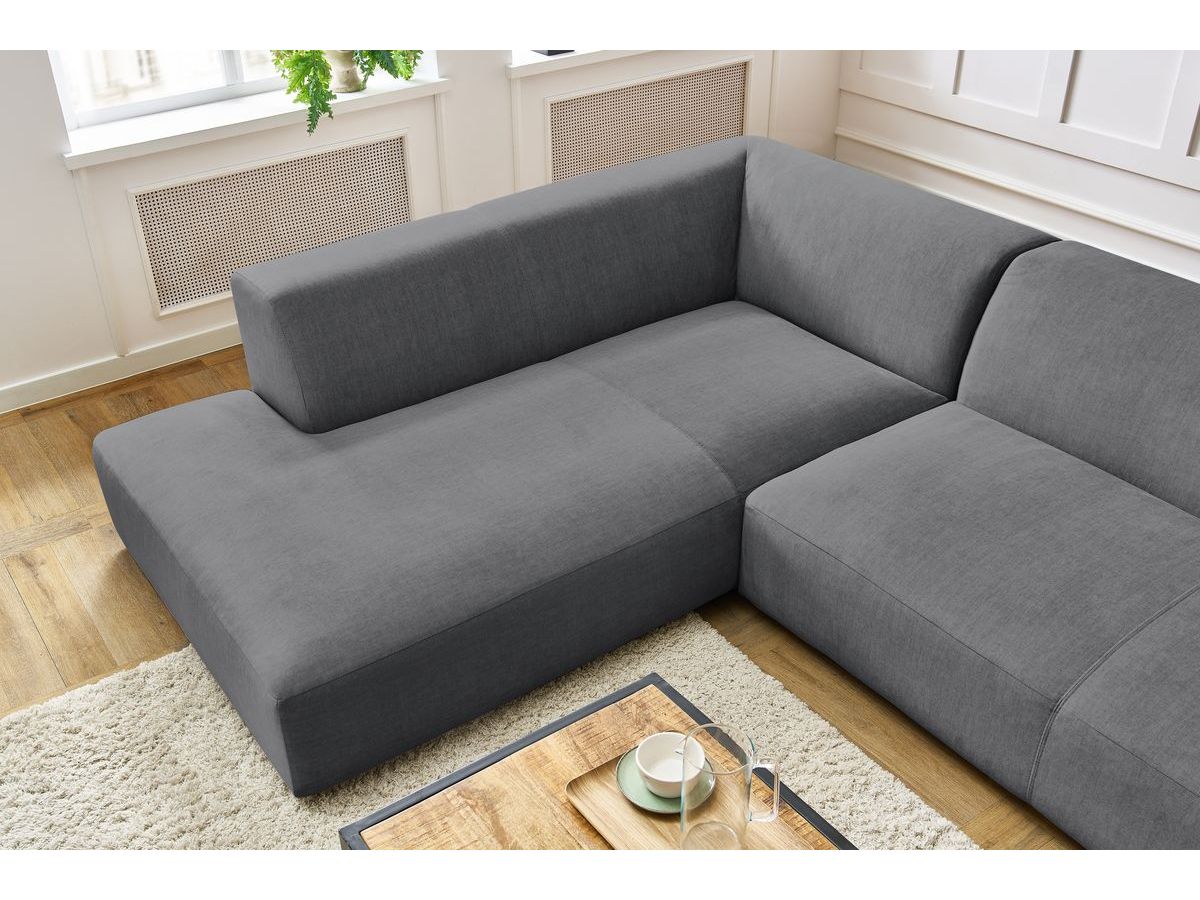 Bobochic Lavena Wohnlandschaft 359 × 220 cm Samt Dunkelgrau Ecke rechts