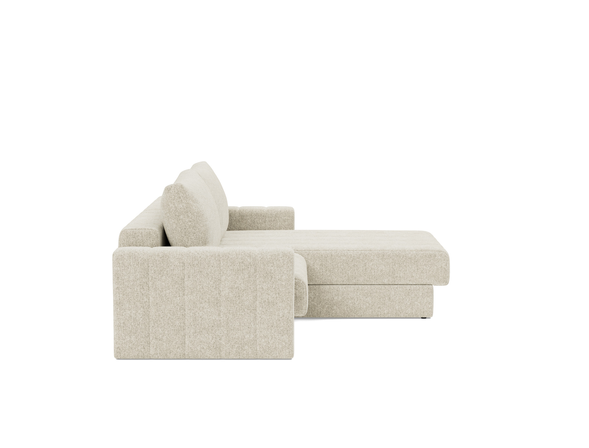 Schlafsofa Akello mit Chaiselongue und Armlehnen Strukturierter Stoff Taura 357-Off-White