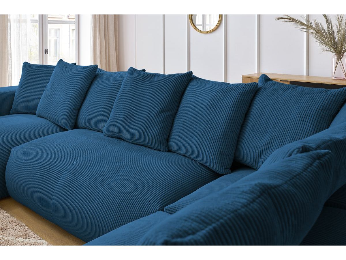 Bobochic Voltaire Wohnlandschaft 356 × 214 cm Cordsamt Dunkelblau Ecke links