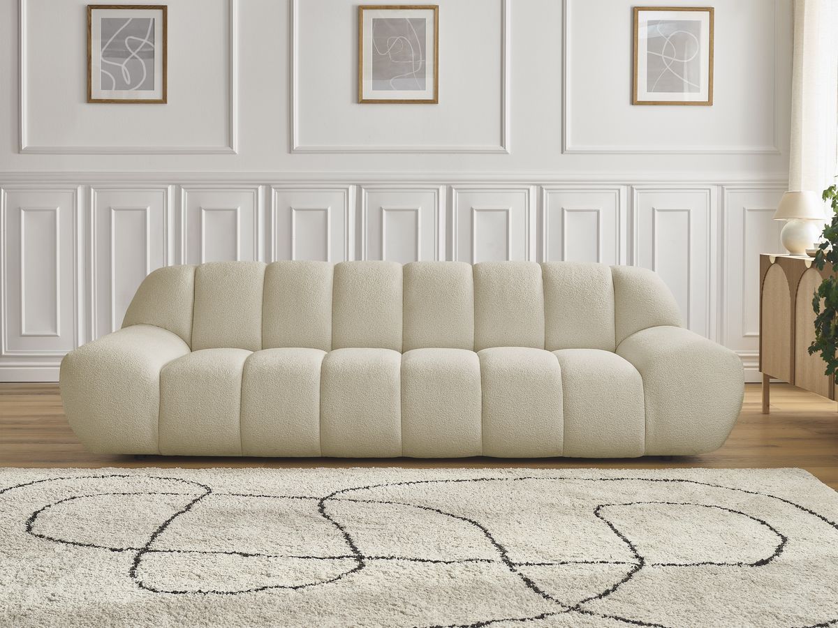 Bobochic Hayden Sofa 3-Sitzer Bouclé-Stoff Beige