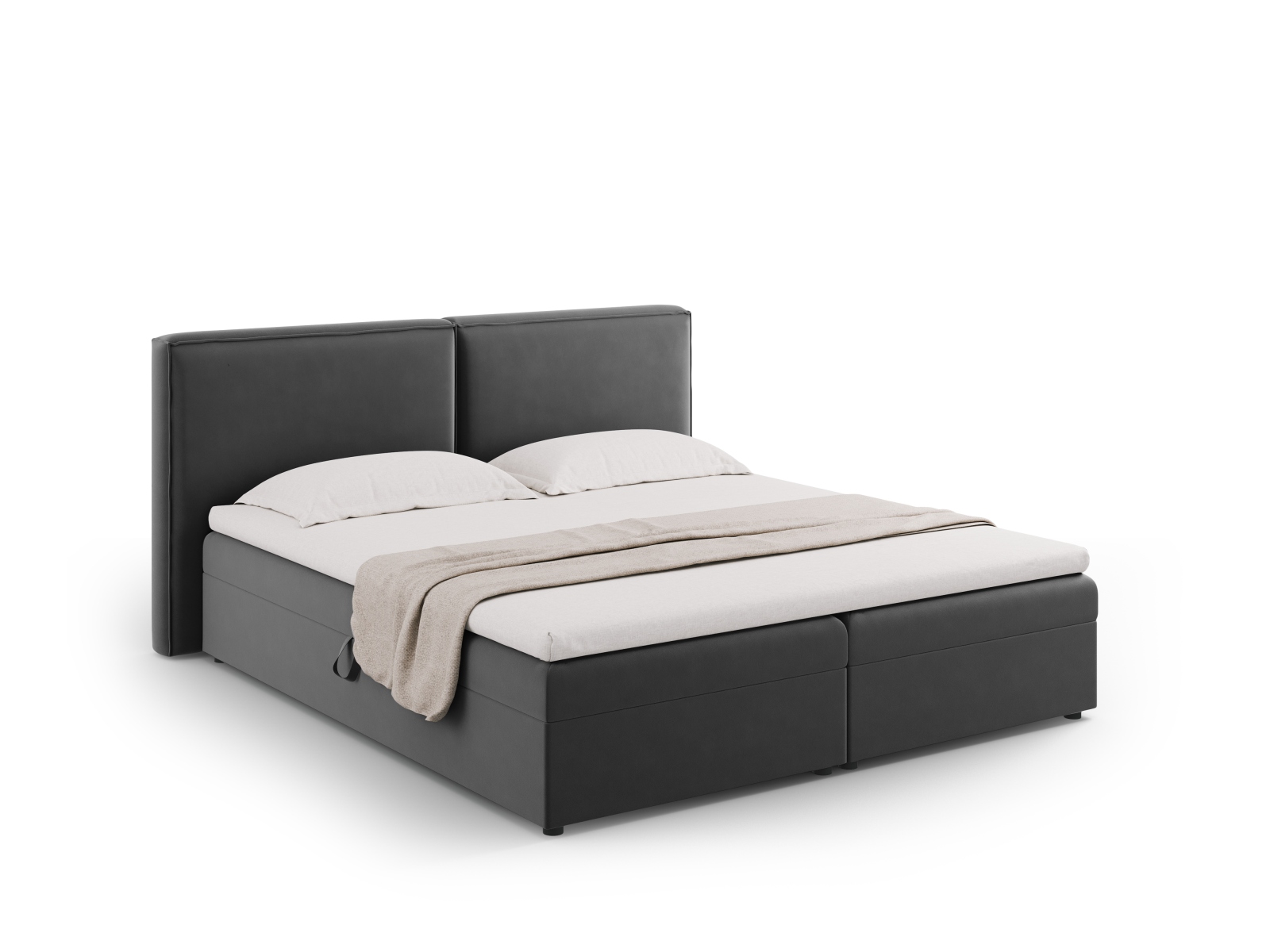 Cosmopolitan Design Boxspringbett Arendal 180x200 Samt Bluvel Grau