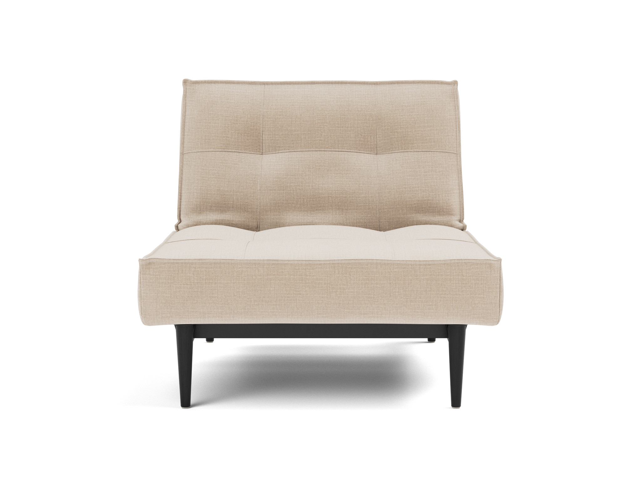 Sessel Splitback Chenille Esina 410-Almond-Beige Beine Styletto Eiche schwarz
