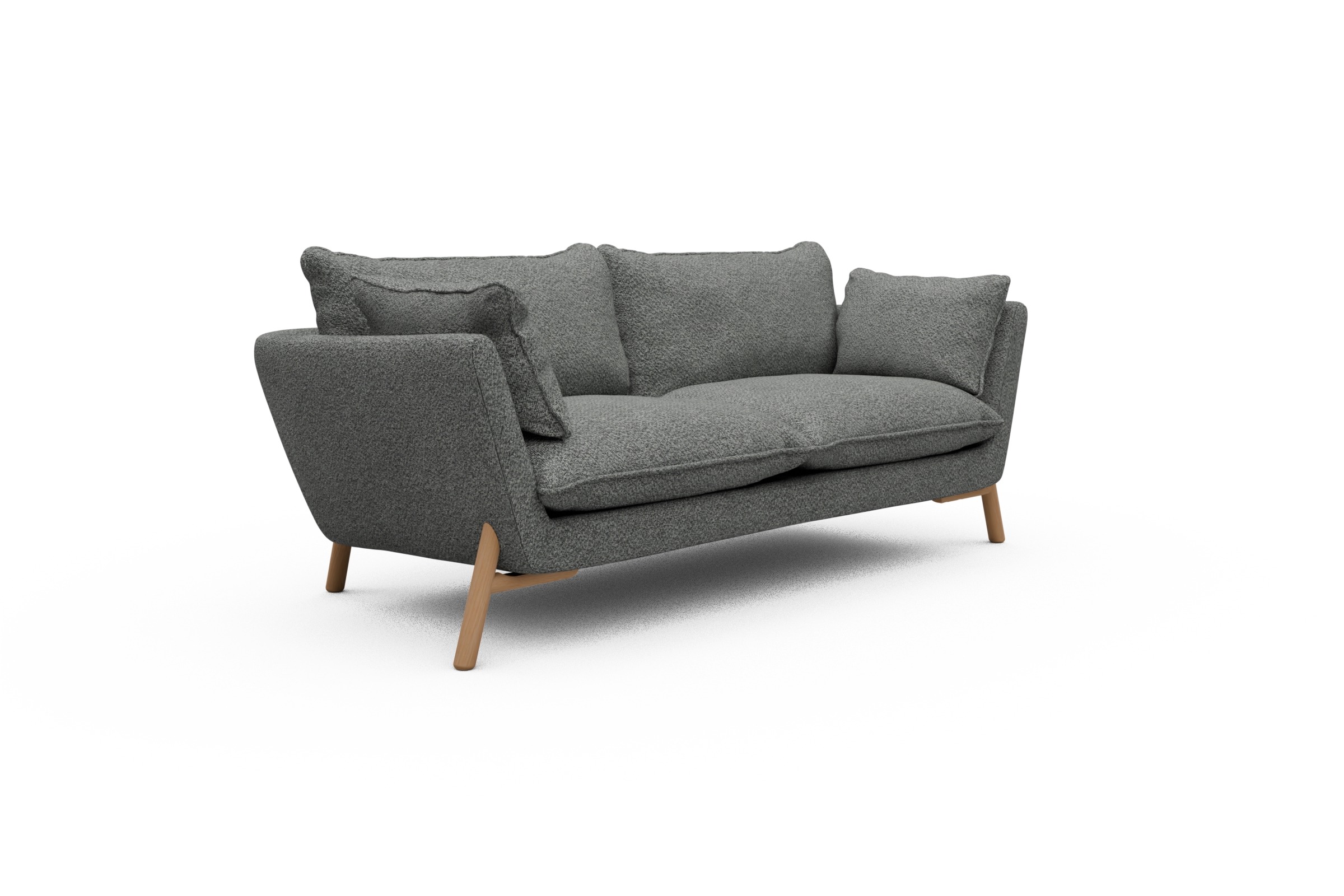 Sofa Emil PREMIUM 2-Sitzer Beinfarbe Eiche Natur Vanora-Warm-Grey