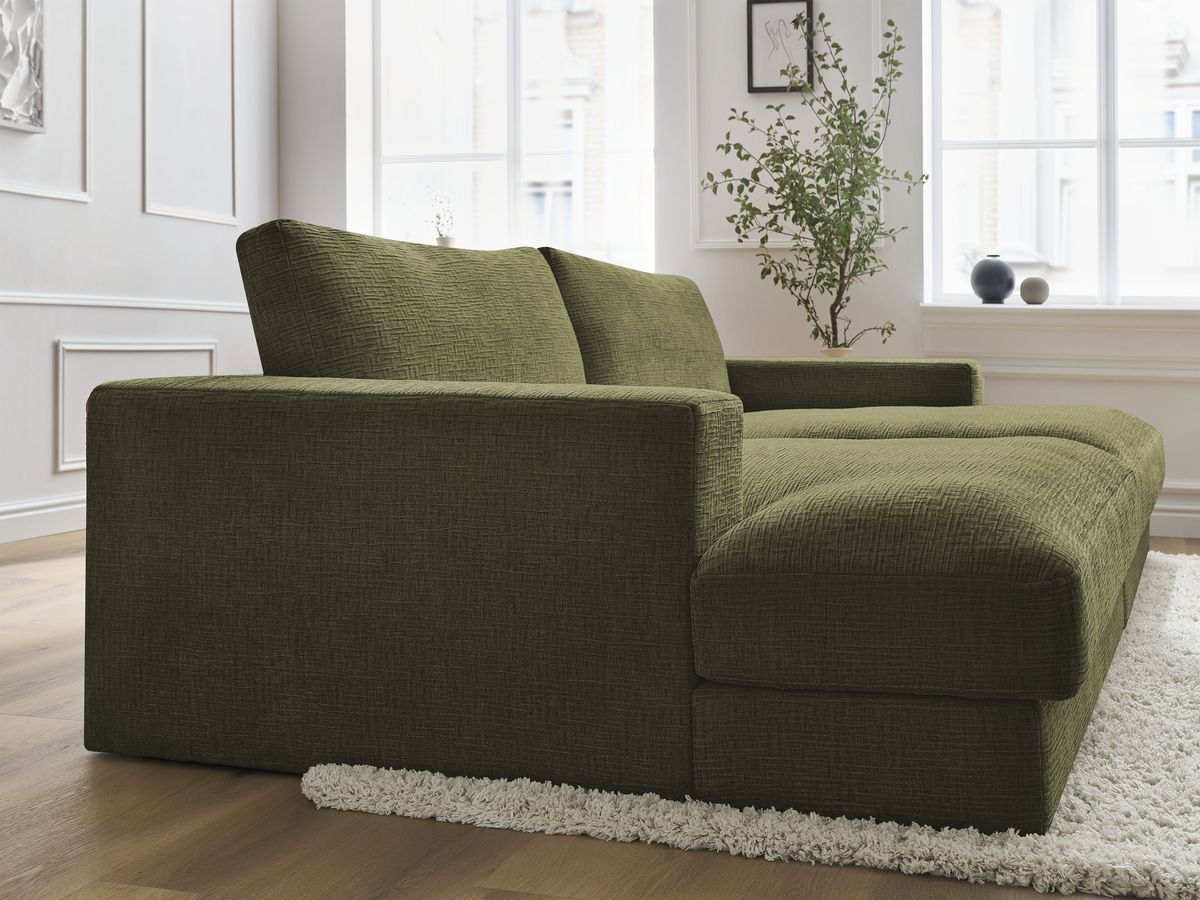 Bobochic Leonard Sofa 4-Sitzer 234 × 159 cm Strukturstoff Grün