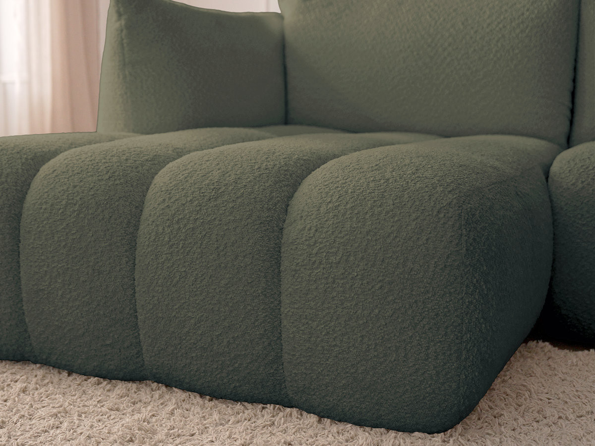 Bobochic Azra Ecksofa mit Pouf 319 × 178 cm Bouclé-Stoff Grün Ecke links