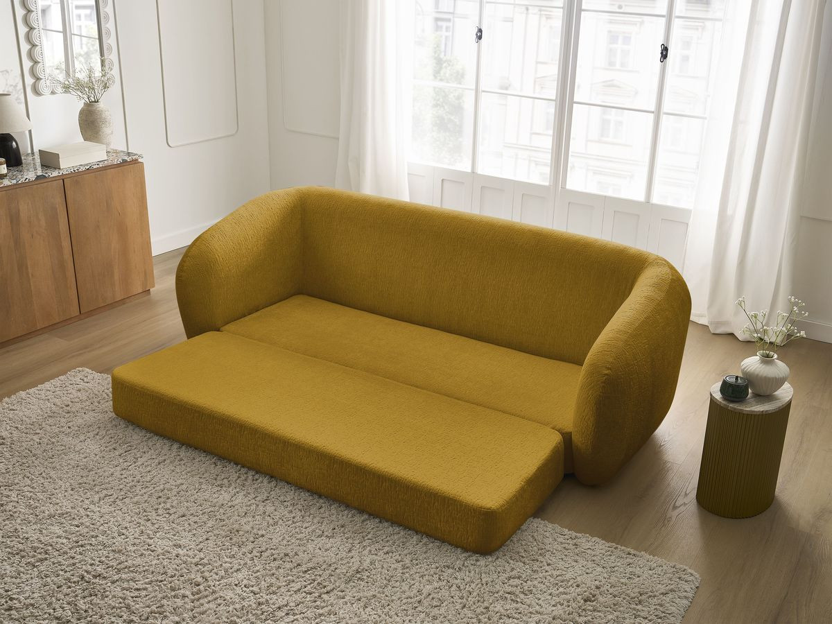 Bobochic Neyo Schlafsofa 3-Sitzer Strukturstoff Gelb