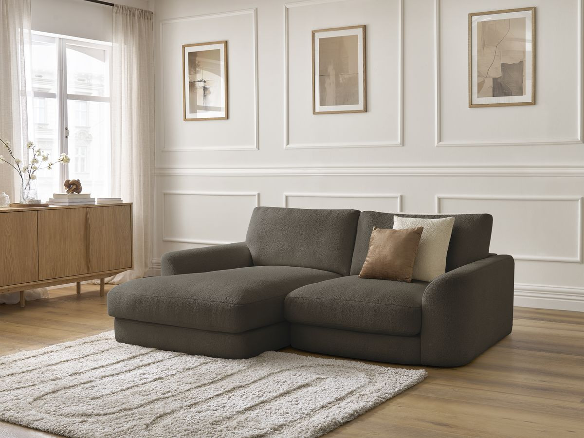 Bobochic Leonore Ecksofa Bouclé-Stoff Braun Ecke links