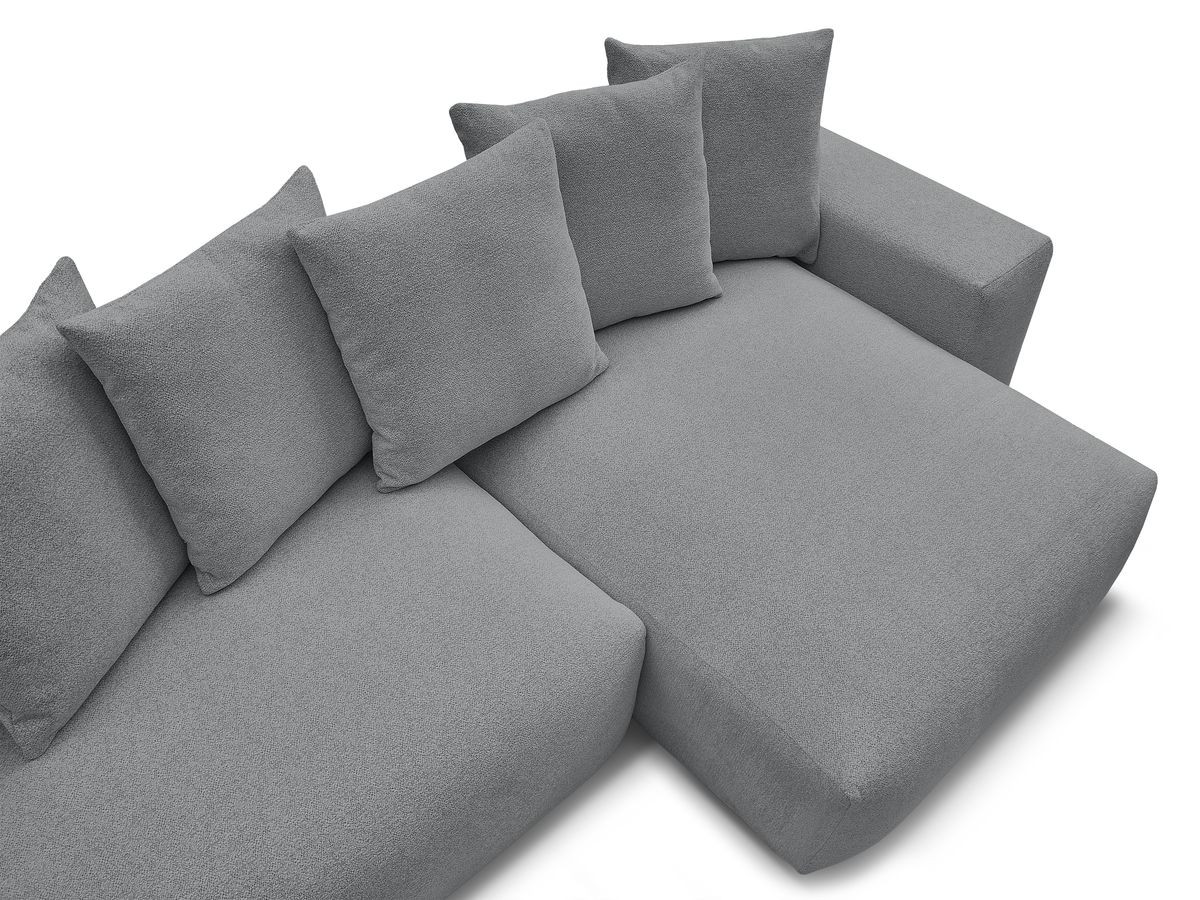 Bobochic Voltaire Ecksofa mit Schlaffunktion und Bettkasten Melange-Stoff Dunkelgrau