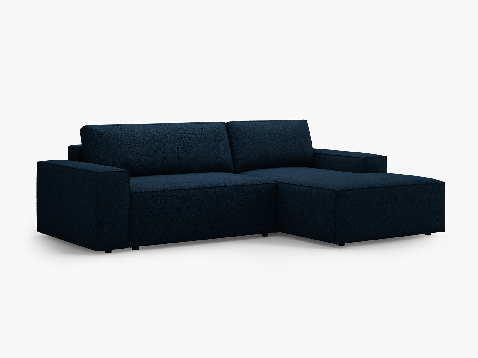 Micadoni Schlaf-Ecksofa Jodie 3-Sitzer Rechts Boucle Dunkelblau