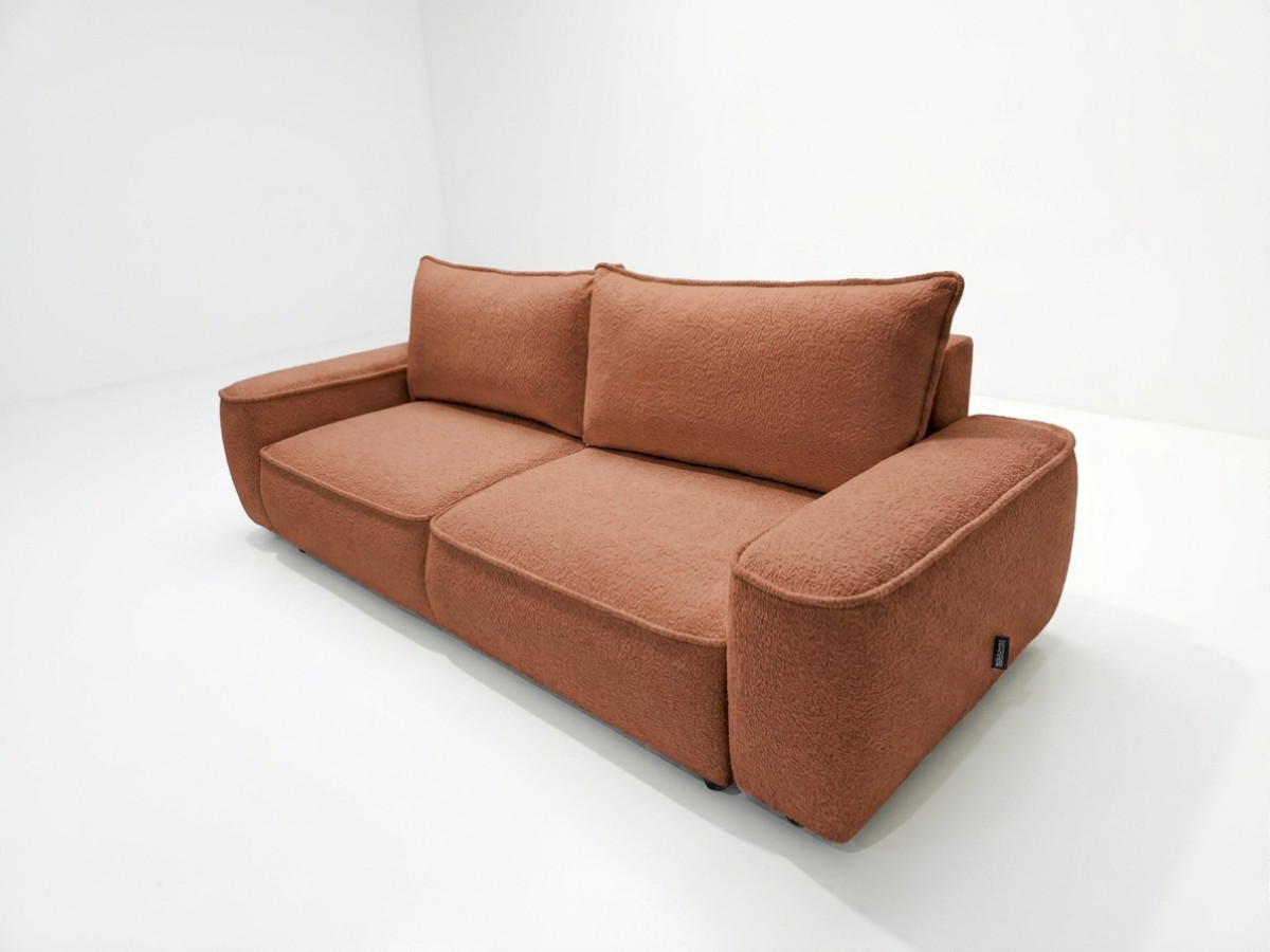 Bobochic Honore Schlafsofa 3-Sitzer mit Bettkasten Chenille Orange