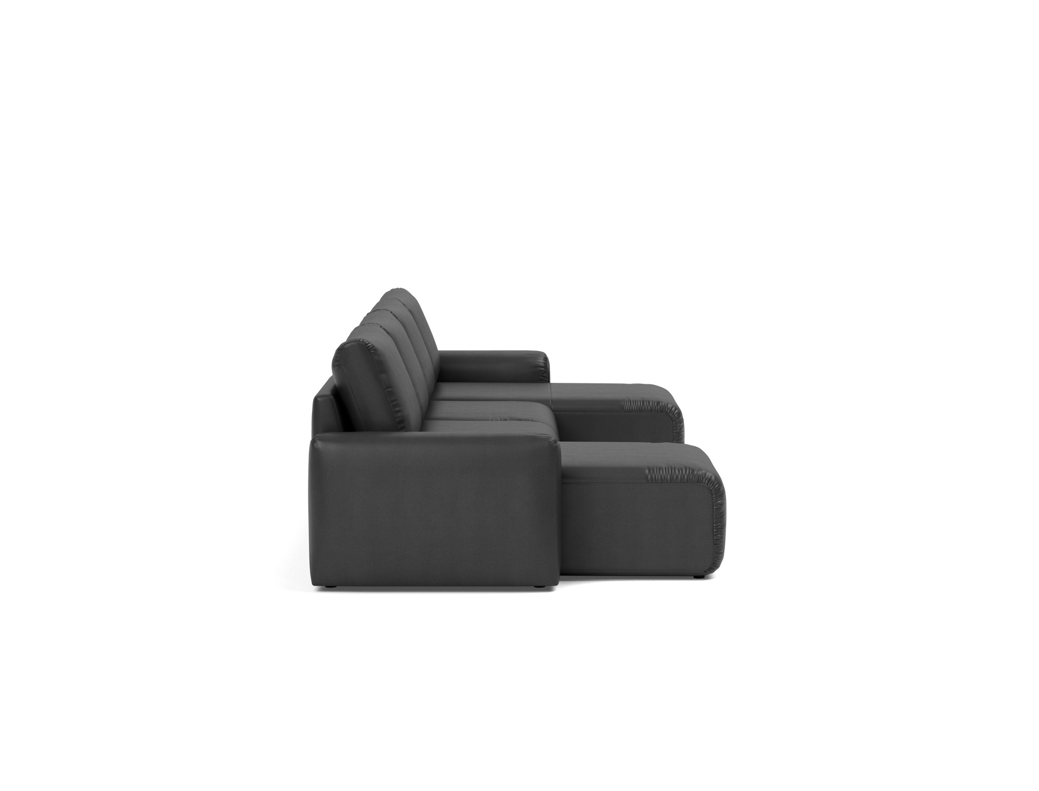 Schlafsofa Norum U-Form mit Chunky-Armlehnen Lederoptik Faunal 550-Black