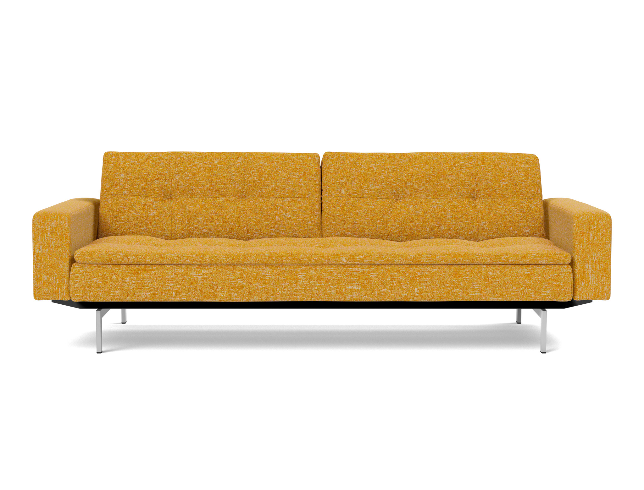 Schlafsofa Dublexo mit Armlehnen Boucle Skandi 536-Ochre Beine Chrom