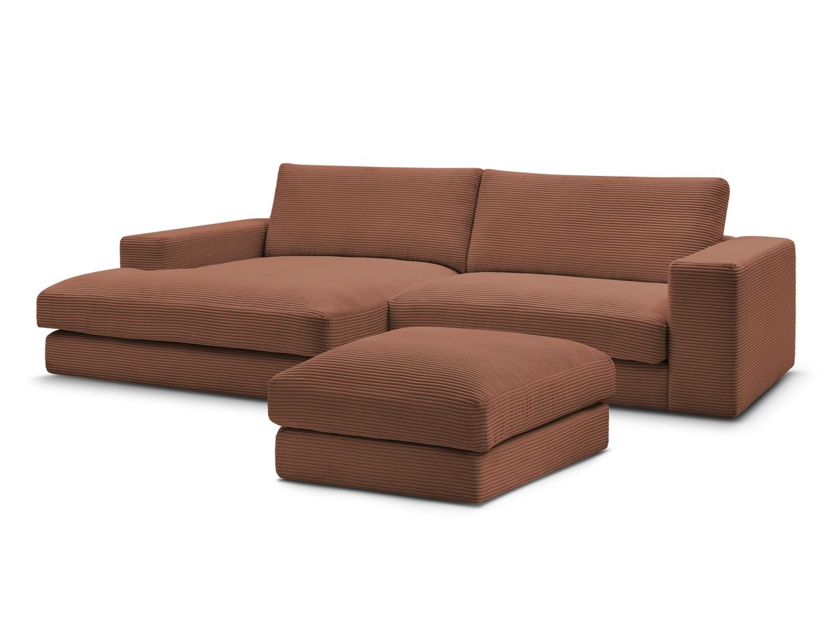 Bobochic Leonard Ecksofa mit Pouf 234 × 159 cm Cordsamt Orange Ecke links