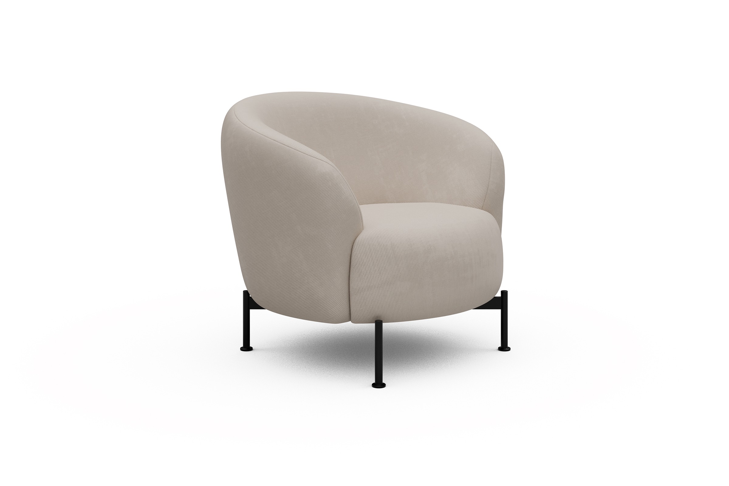 Sessel Ronda X-Metallgestell Schwarz Cordufine-Off-White