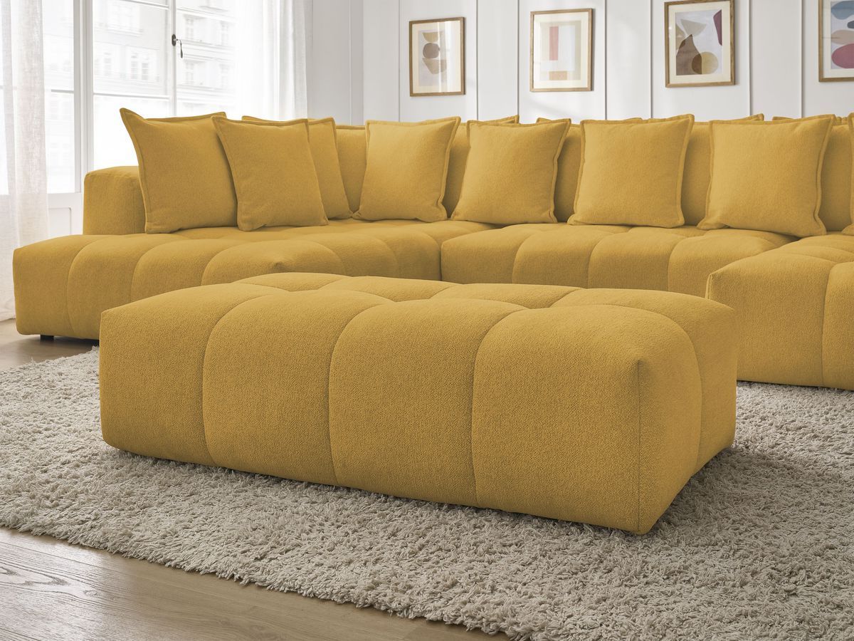 Bobochic Everest Wohnlandschaft mit Pouf, 14 Kissen Melange-Stoff Gelb Ecke rechts