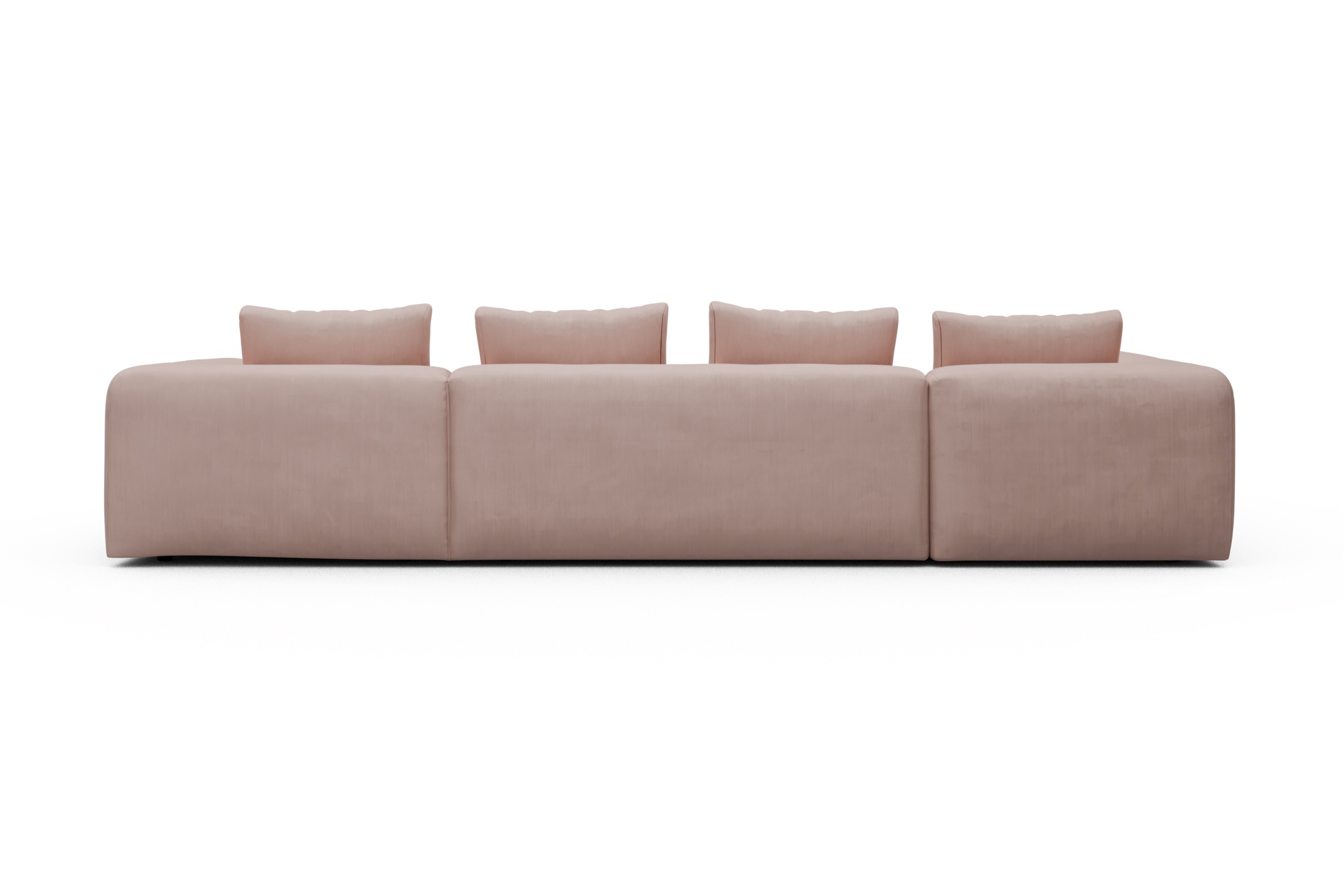 Wohnlandschaft Fred Chaiselongue rechts mit 2-Sitzer und lange Armlehne links Cordufine-Blush