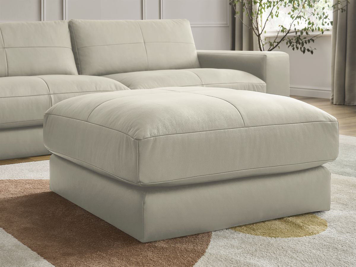 Bobochic Leonard Sofa 4-Sitzer mit Pouf 274 × 109 cm Leder Beige