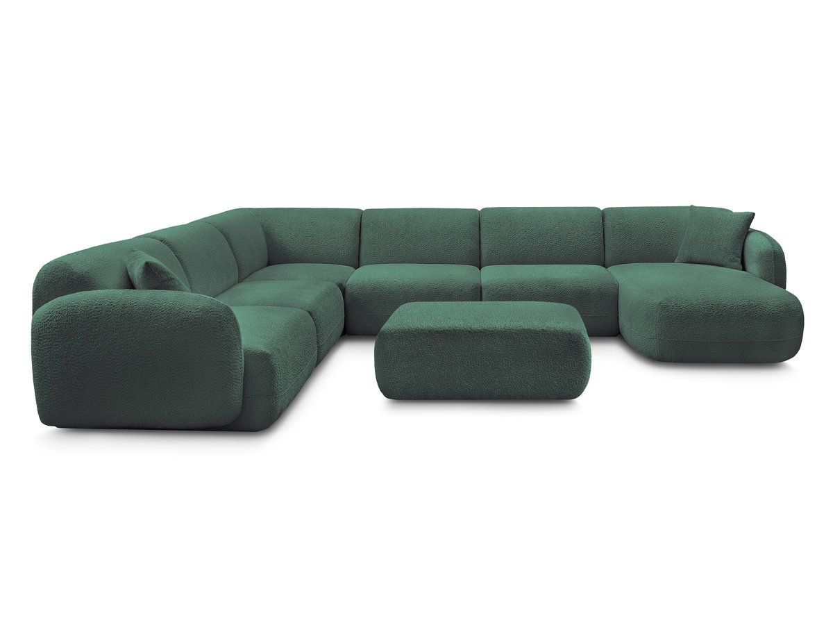 Bobochic Anda Wohnlandschaft mit Pouf 373 × 289 cm Chenille Dunkelgrün Ecke links