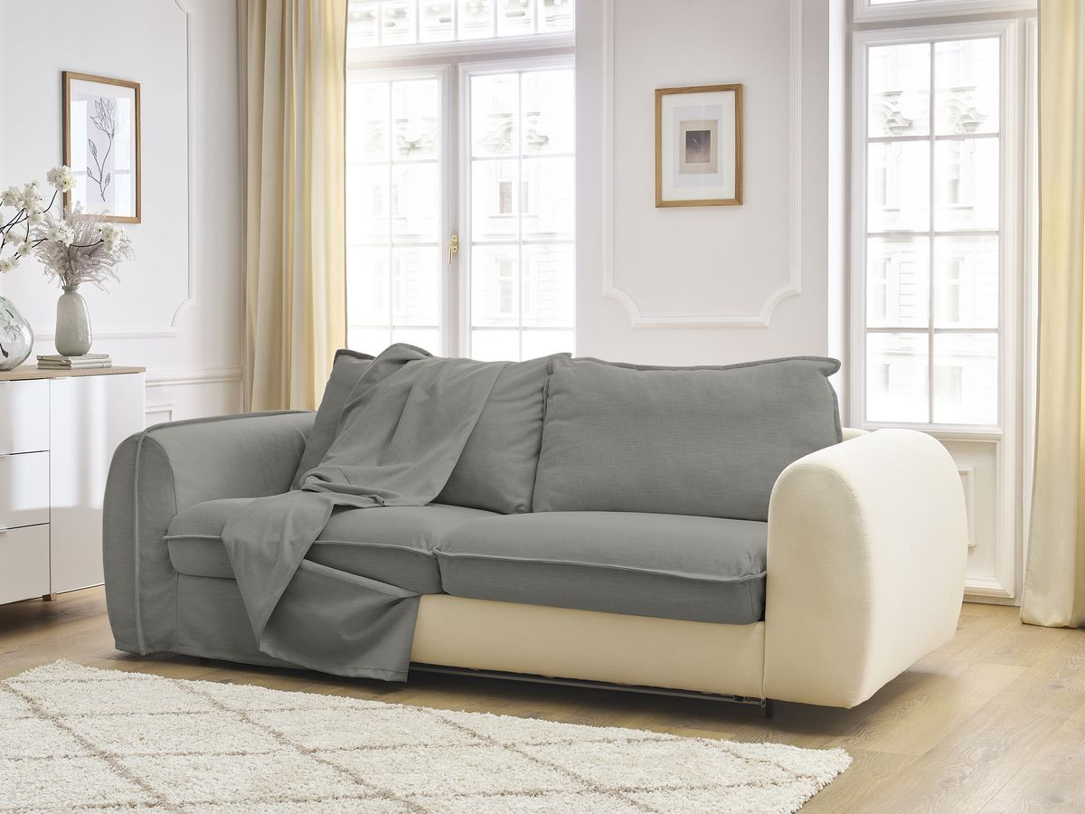 Bobochic Archimede Schlafsofa 3-Sitzer Stoff Dunkelgrau, Liegefläche 140 × 194 cm