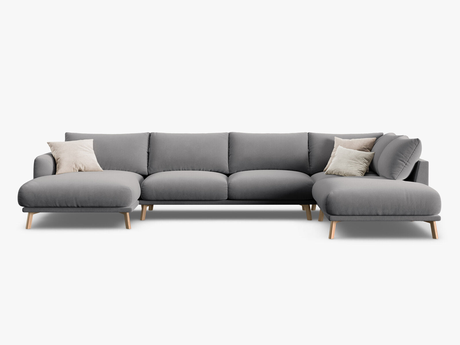 Micadoni Panorama Ecksofa Naomi 6-Sitzer Rechts Samt Salvador Grau
