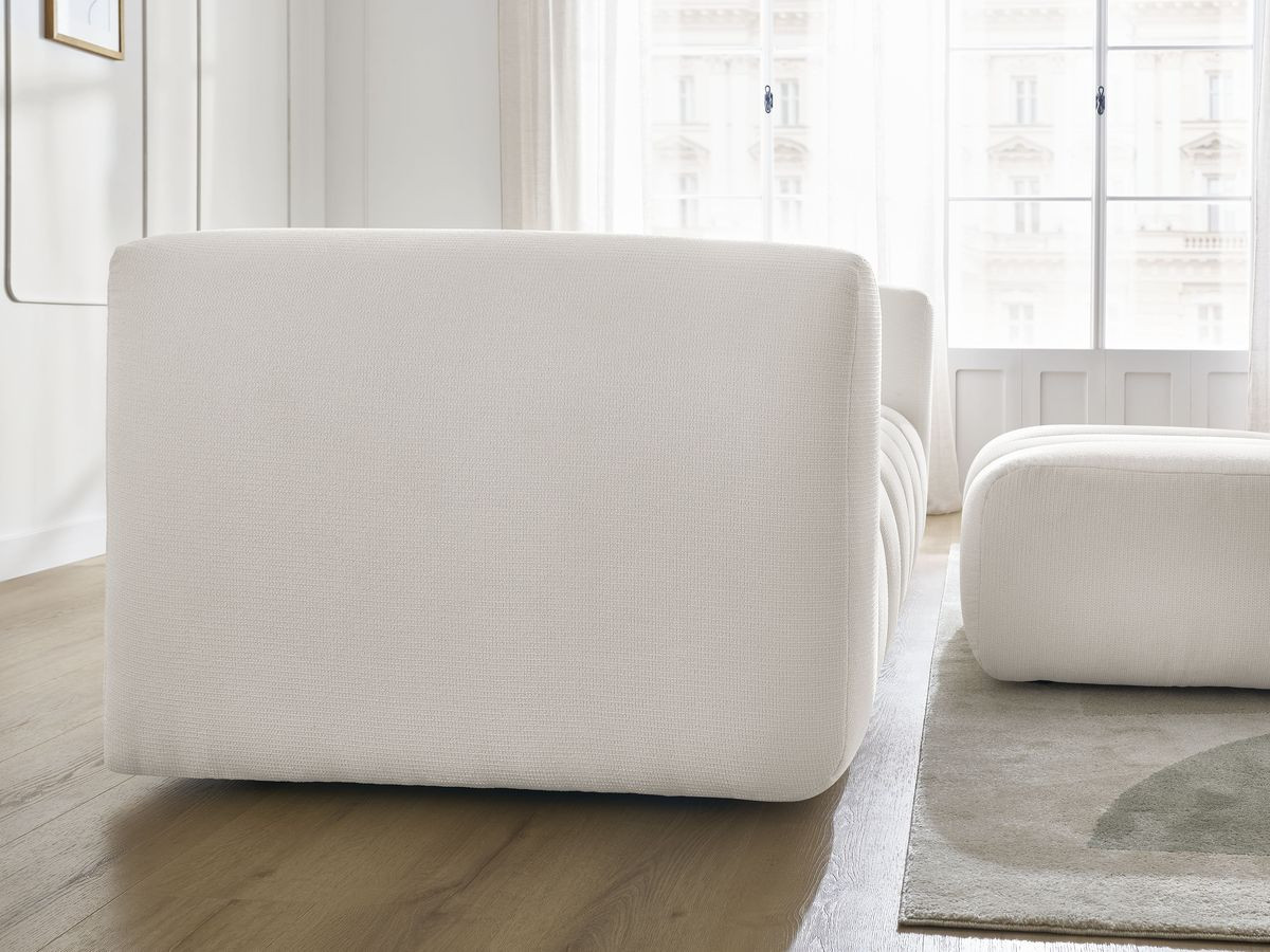 Bobochic Talia Sofa 3-Sitzer mit Pouf Melange-Stoff Weiß