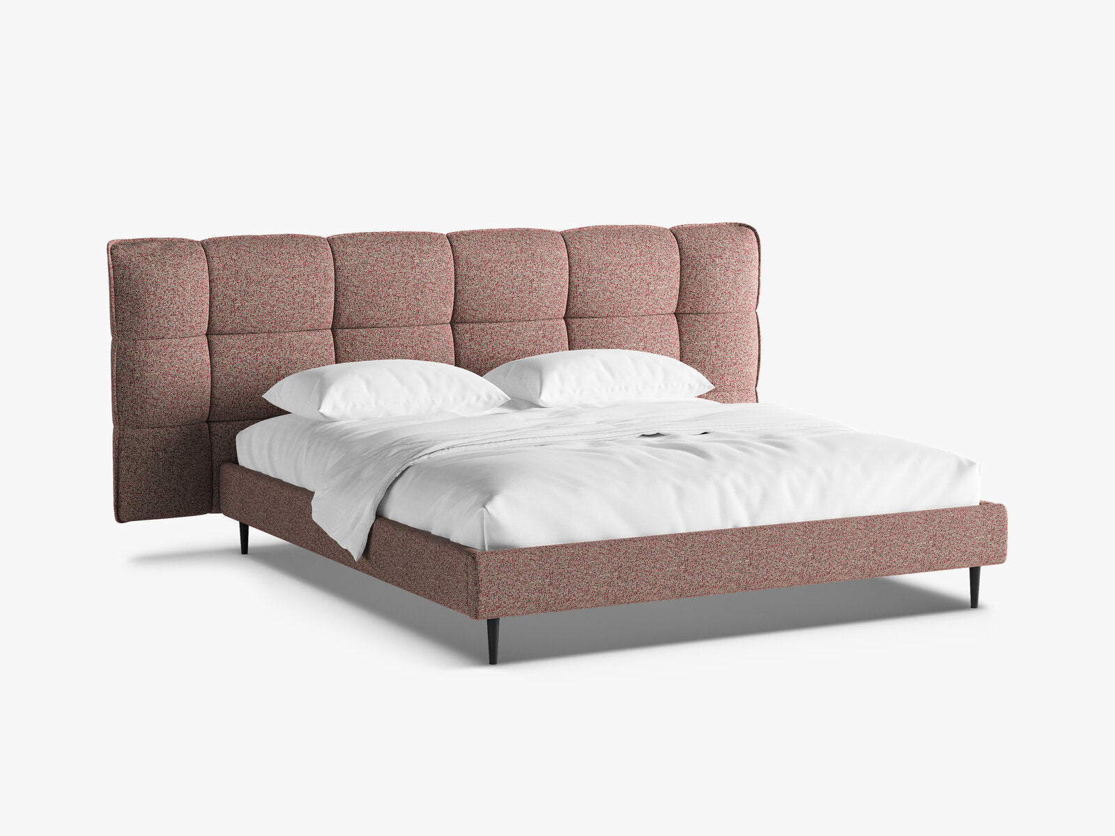 Micadoni Stauraumbett mit Kopfteil Eric with legs Strukturierter Stoff Puente Rosa Melange 140x200