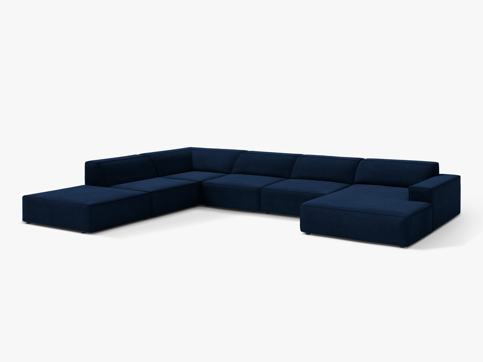 Micadoni Panorama-Ecksofa Jodie 7-Sitzer Links Samt Bluvel Königsblau
