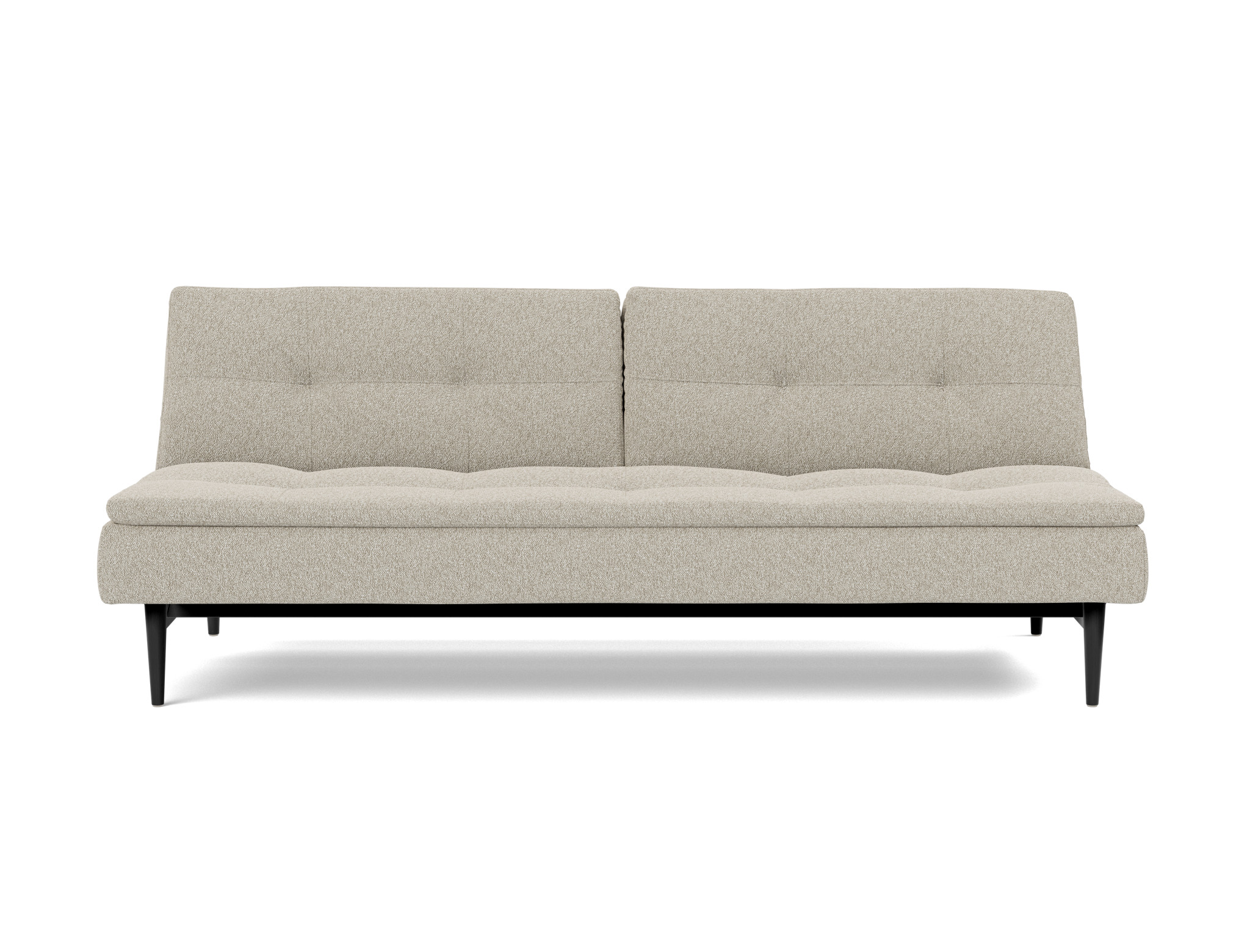 Schlafsofa Dublexo Boucle Skandi 539-Beige Beine Styletto Eiche schwarz