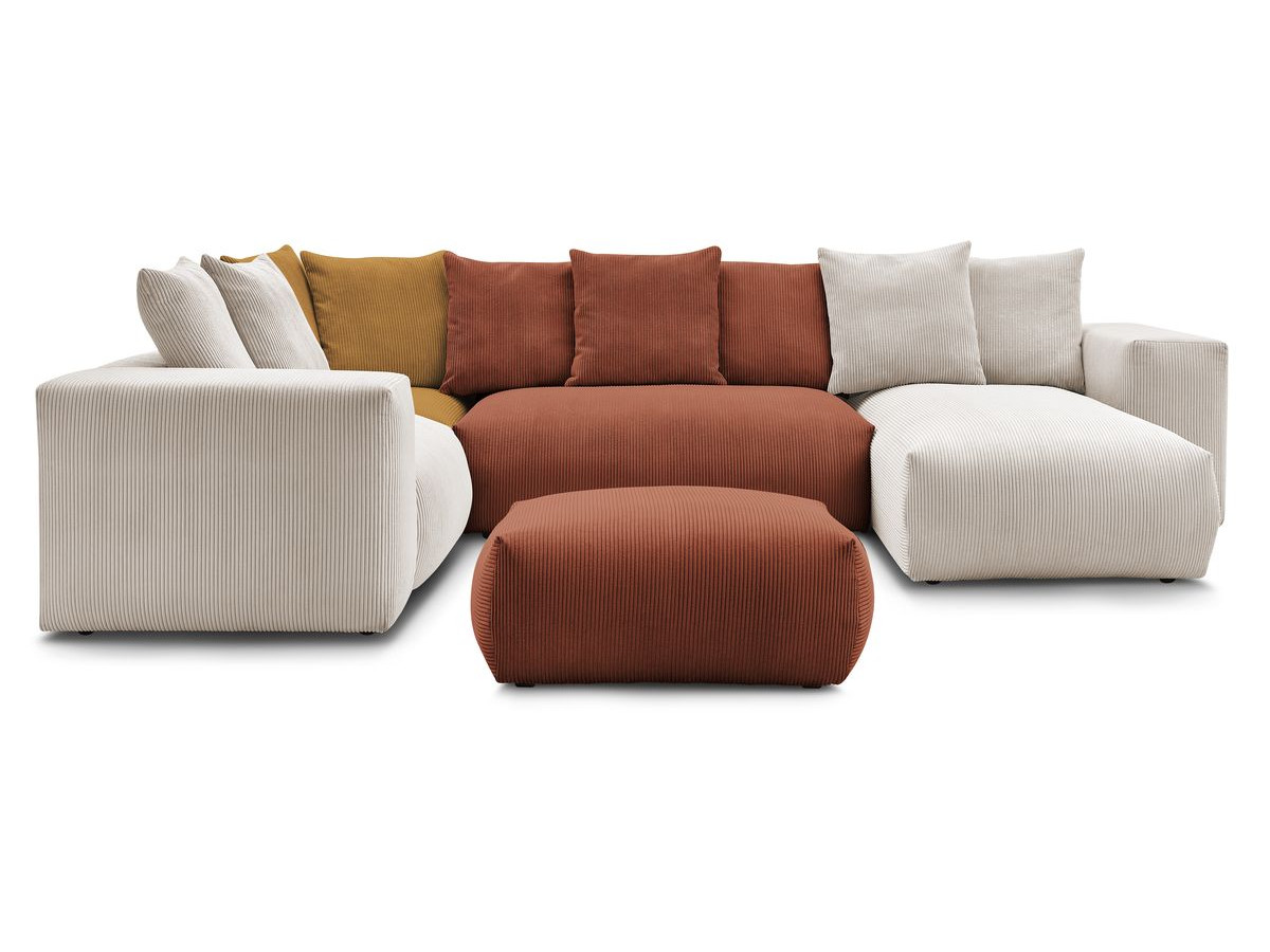 Bobochic Voltaire Wohnlandschaft mit Pouf 356 × 214 cm Cordsamt Mehrfarbig Ecke rechts