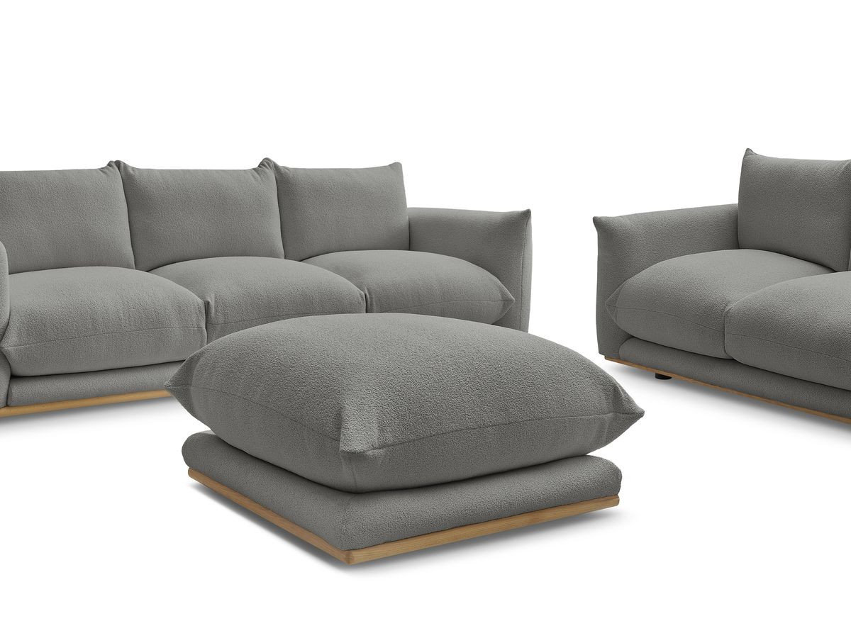 Bobochic Ernest Sofa 5-Sitzer mit Pouf Bouclé-Stoff Dunkelgrau