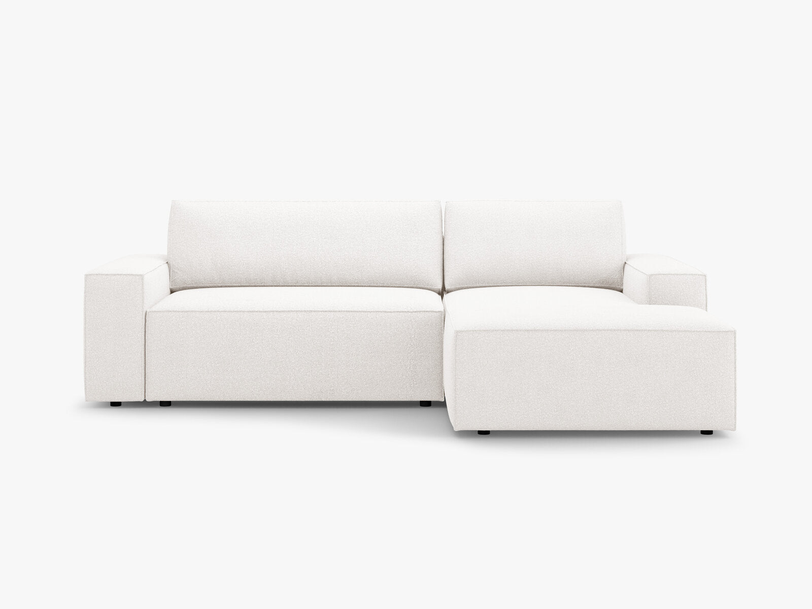 Micadoni Schlaf-Ecksofa Jodie 3-Sitzer Rechts Boucle Weiß