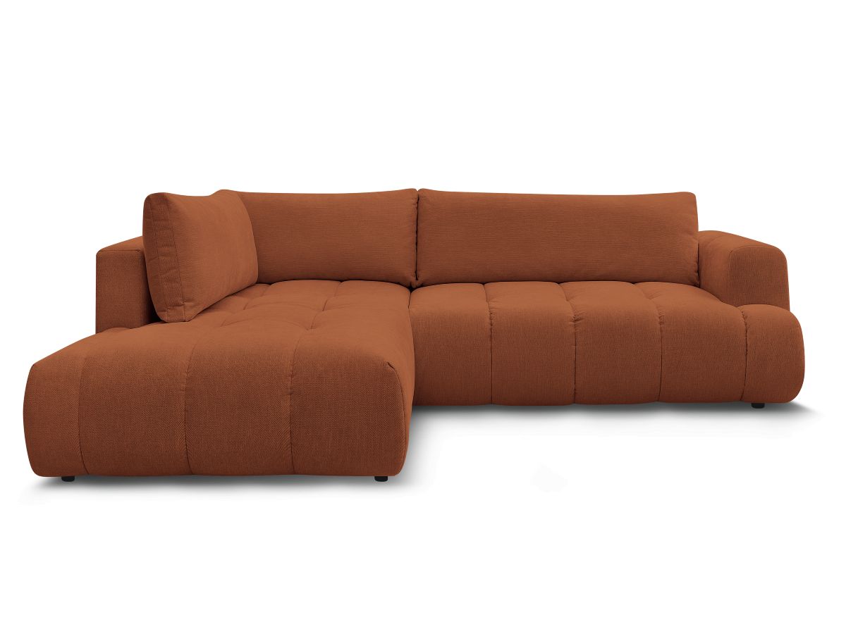 Bobochic Fuji Ecksofa mit Schlaffunktion und Bettkasten 282 × 204 cm Stoff Orange Ecke links