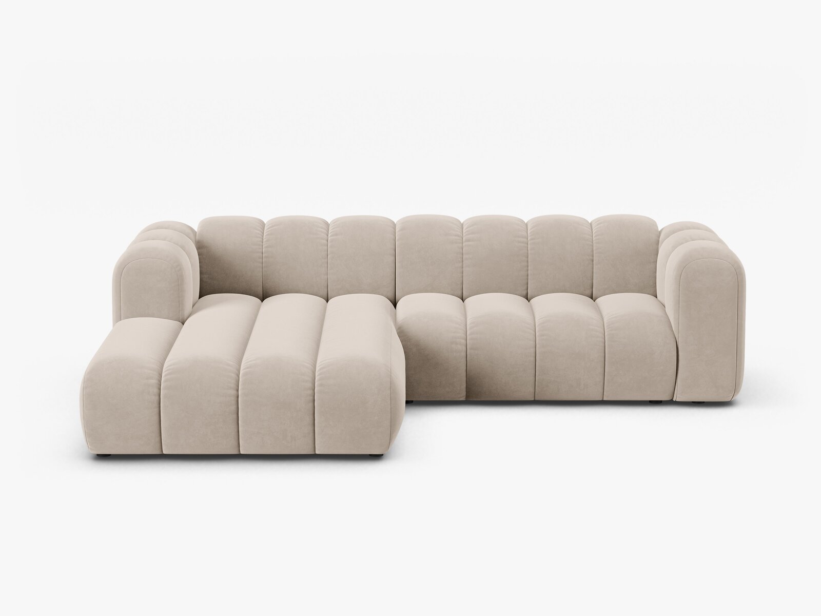 Micadoni Modulares Ecksofa Lupine 4-Sitzer mittelgroß Links Samt Salvador Beige