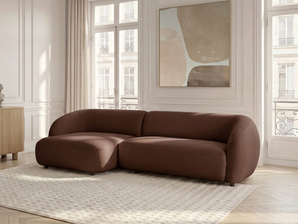 Bobochic Halo Ecksofa mit Schlaffunktion Stoff Braun Ecke links