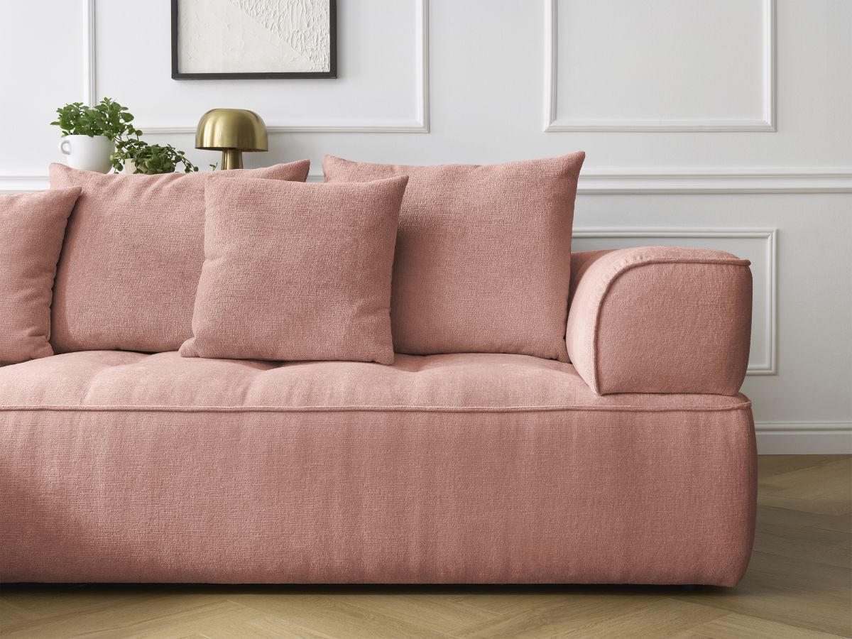 Bobochic Whesley Ecksofa Stoff Rosa Ecke links