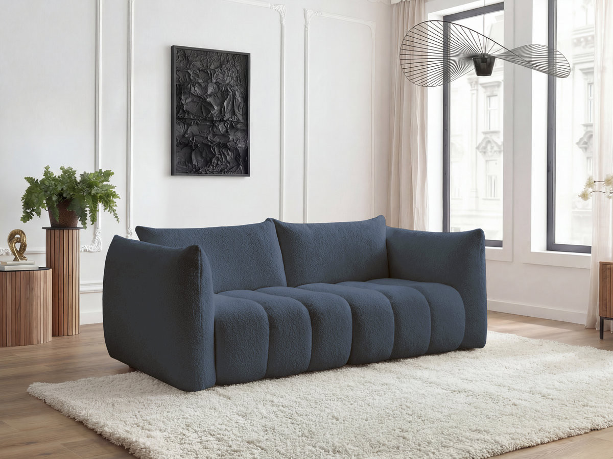 Bobochic Azra Sofa 3-Sitzer Bouclé-Stoff Dunkelblau
