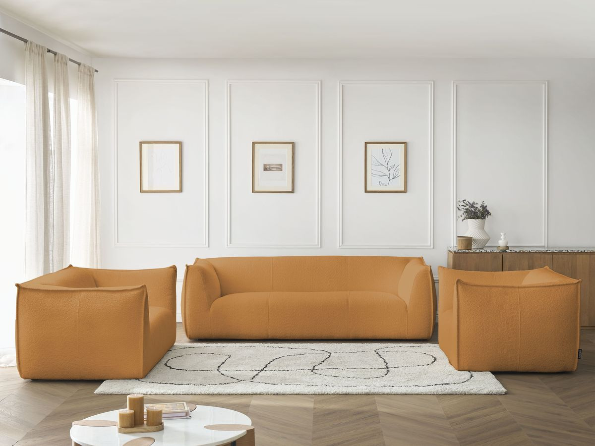Bobochic Giorgia Sofa 5-Sitzer 534 × 100 cm Bouclé-Stoff Gelb