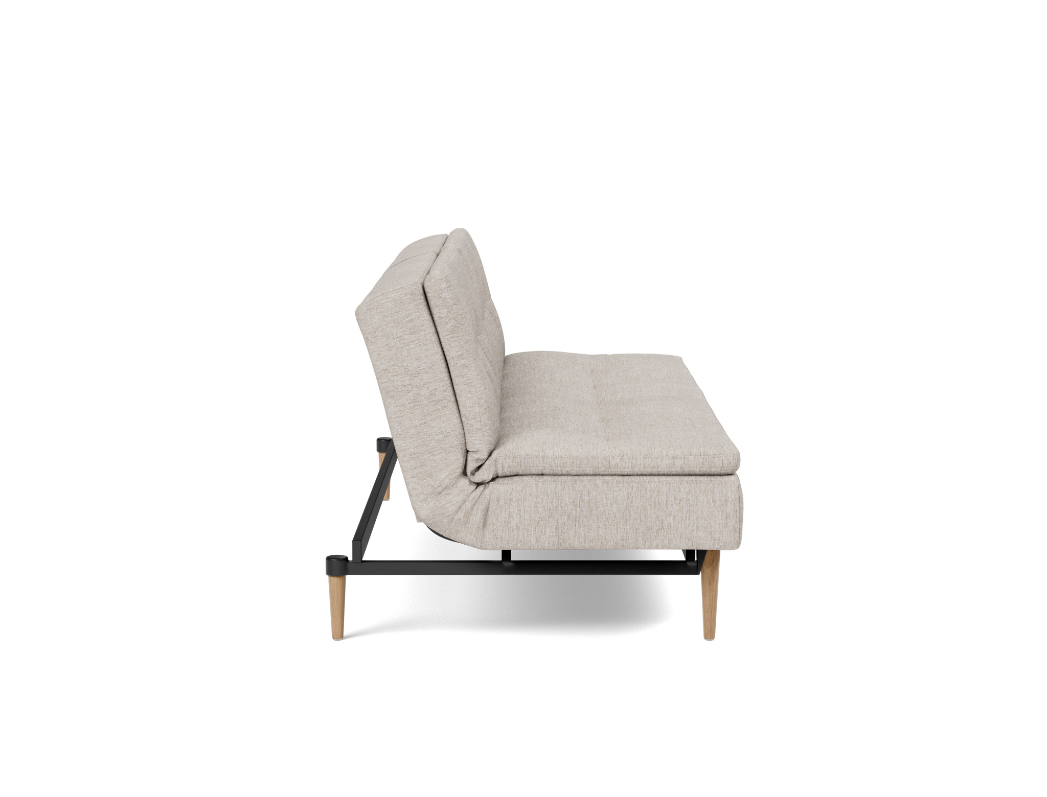 Schlafsofa Dublexo Chenille Yuveno 471-Sand Beine Styletto Eiche hell