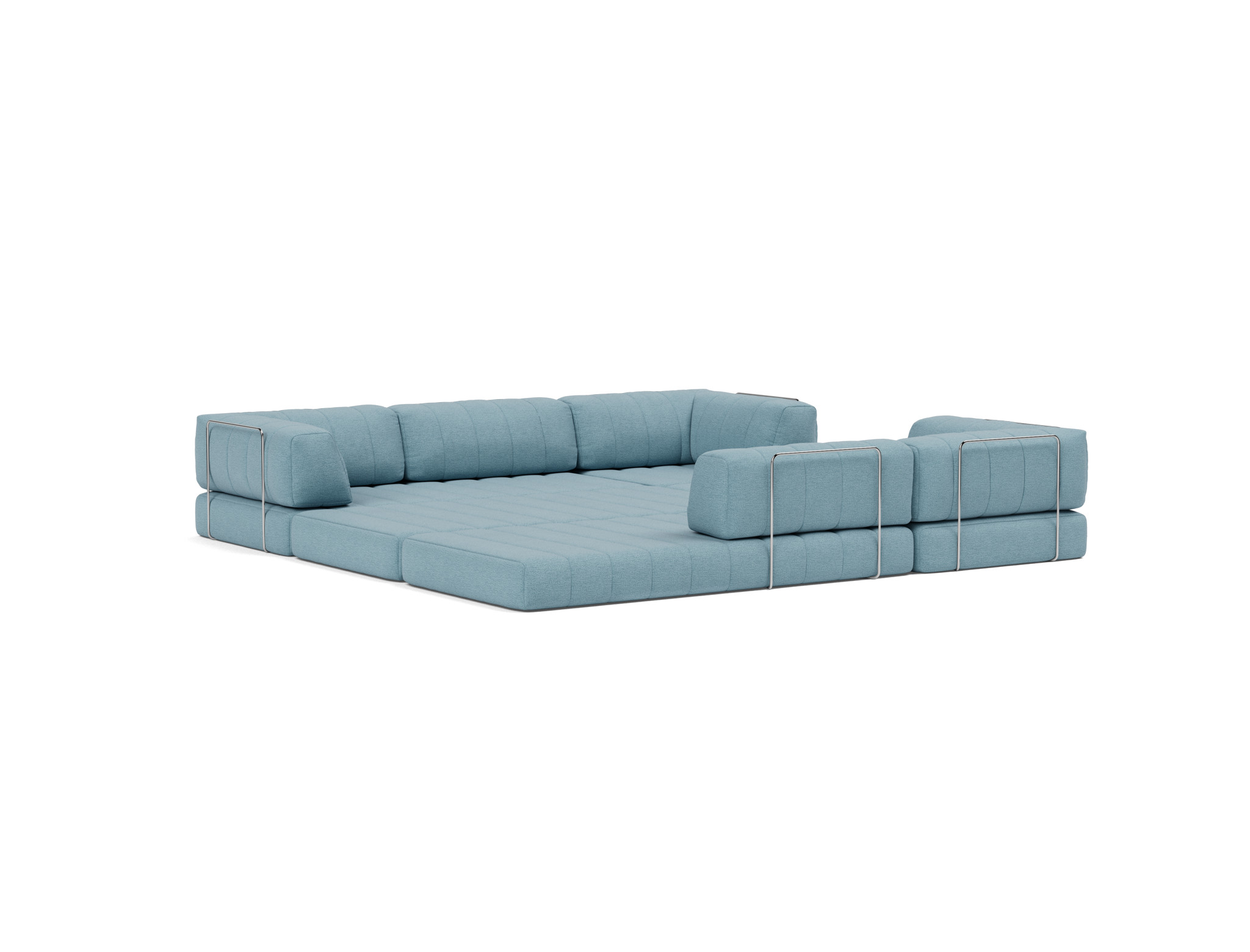Eck-Schlafsofa CozyPad mit Armlehnen Flachgewebe Mixed Dance 525-Light-Blue