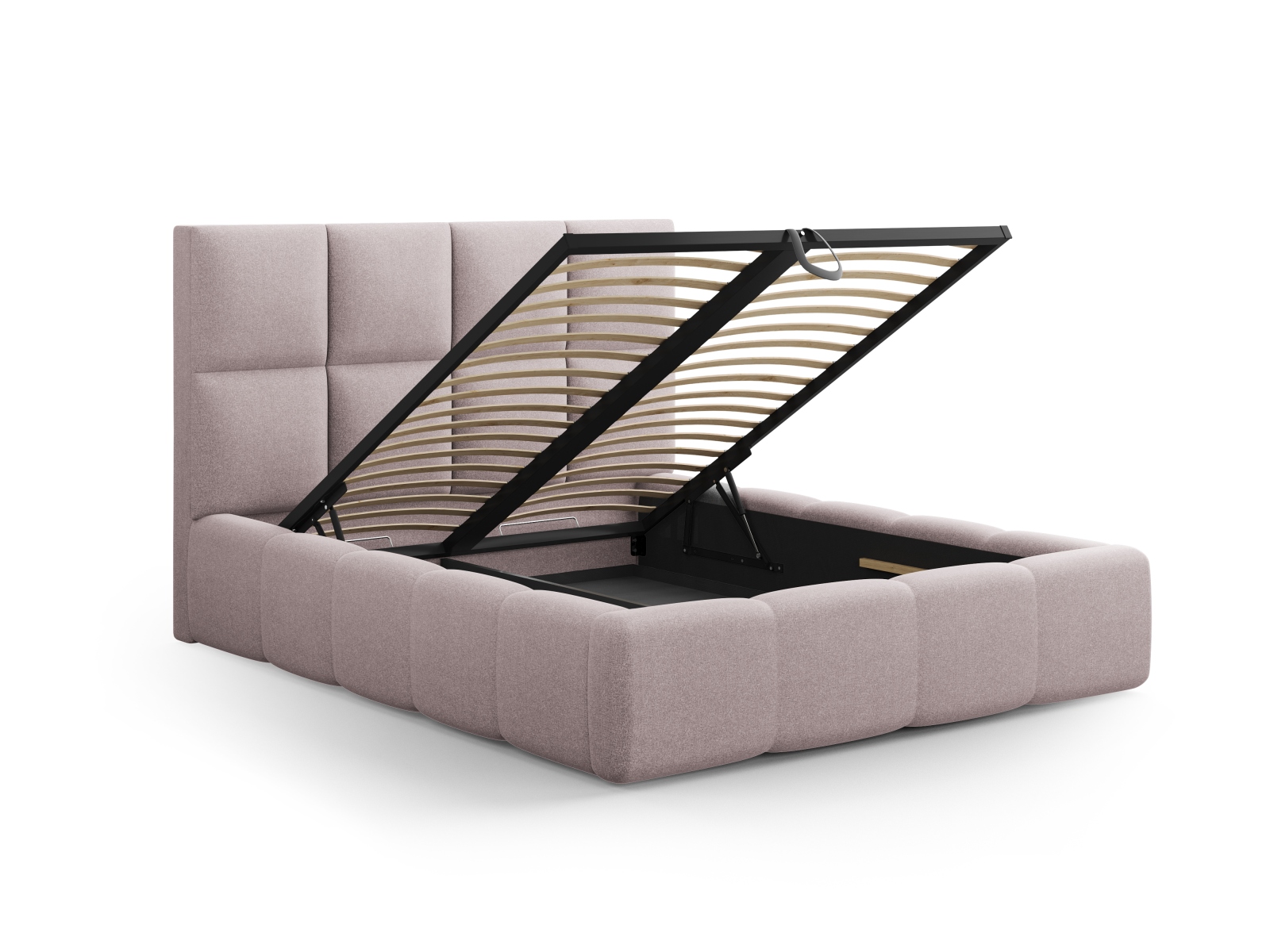 Cosmopolitan Design Stauraumbett mit Kopfteil Livigno 200x200 Strukturierter Stoff Solid Rosa