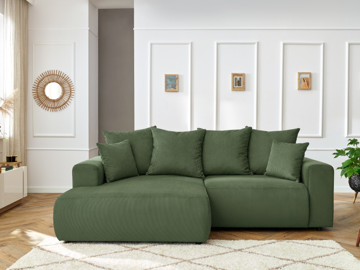 Bobochic Enjoy Ecksofa Cordsamt Grün Ecke links