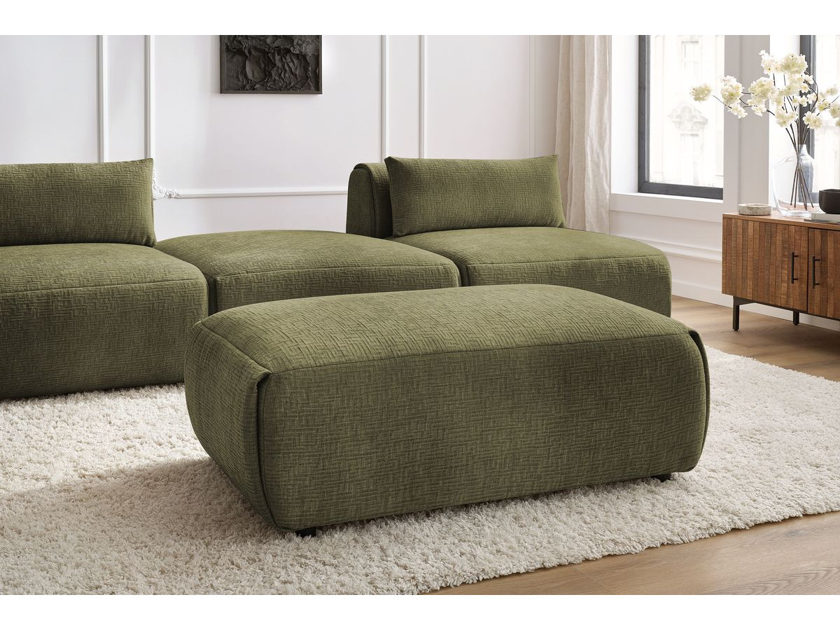 Bobochic Jeanne Sofa 4-Sitzer mit Pouf Strukturstoff Grün