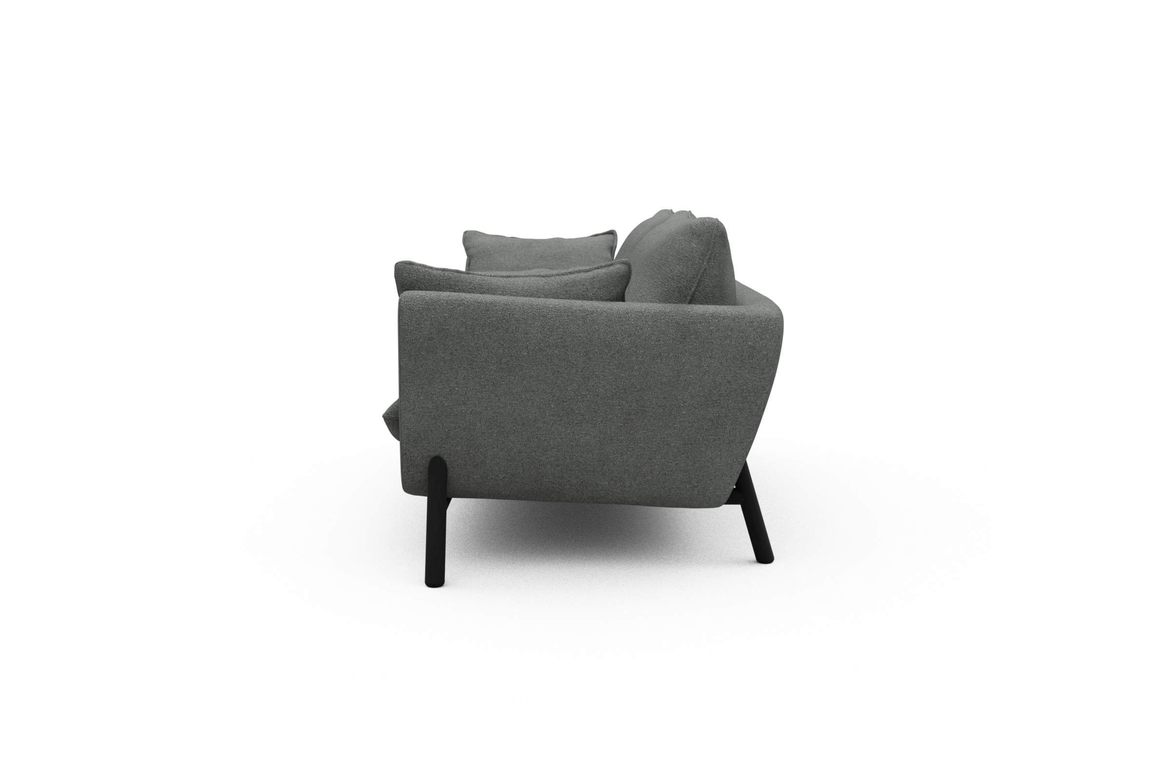 Sofa Emil 2-Sitzer Beinfarbe Eiche Schwarz Boucle-Ash-Grey