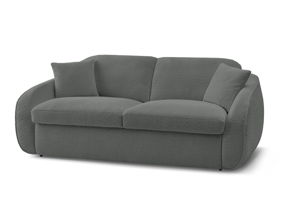 Bobochic Cezanne Schlafsofa 3-Sitzer Bouclé-Stoff Dunkelgrau, Liegefläche 140 × 194 cm